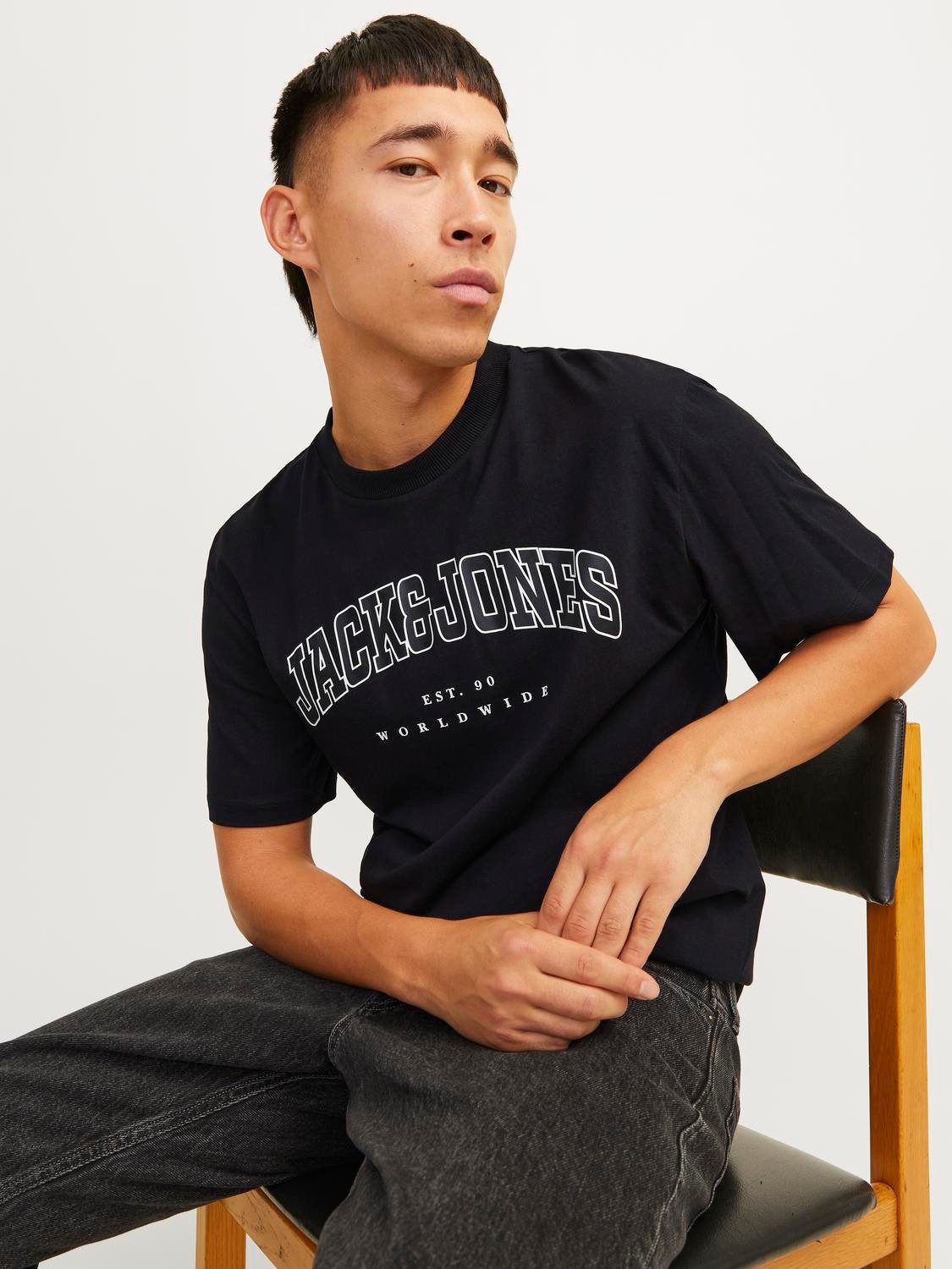 Jack & Jones Herren Rundhals T-Shirt JJECALEB VARSITY - Relaxed Fit günstig online kaufen