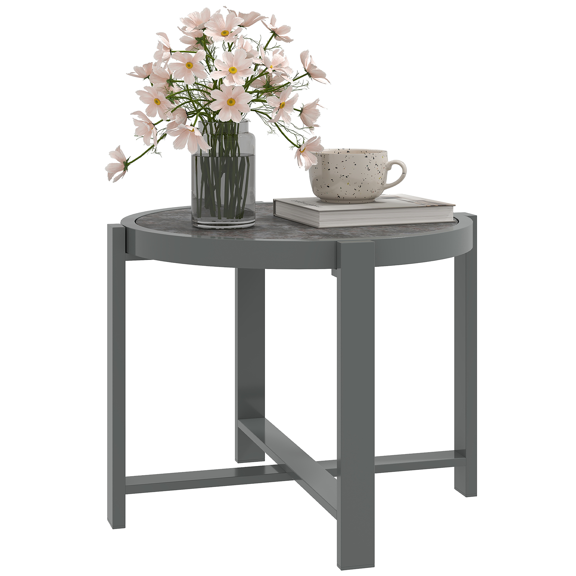 Outsunny Beistelltisch Gartentisch Rund wetterfest Aluminium Balkontisch mi günstig online kaufen