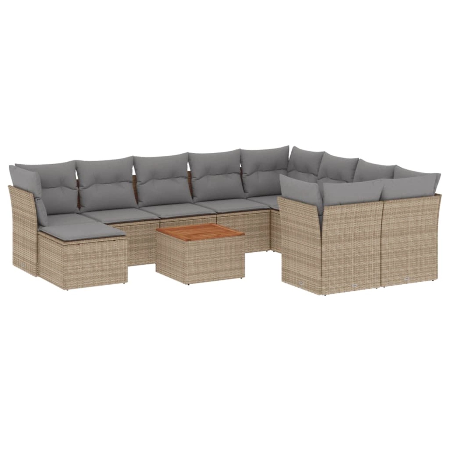 vidaXL 11-Tlg Garten-Sofagarnitur mit Kissen Beige Poly Rattan 3256304 günstig online kaufen