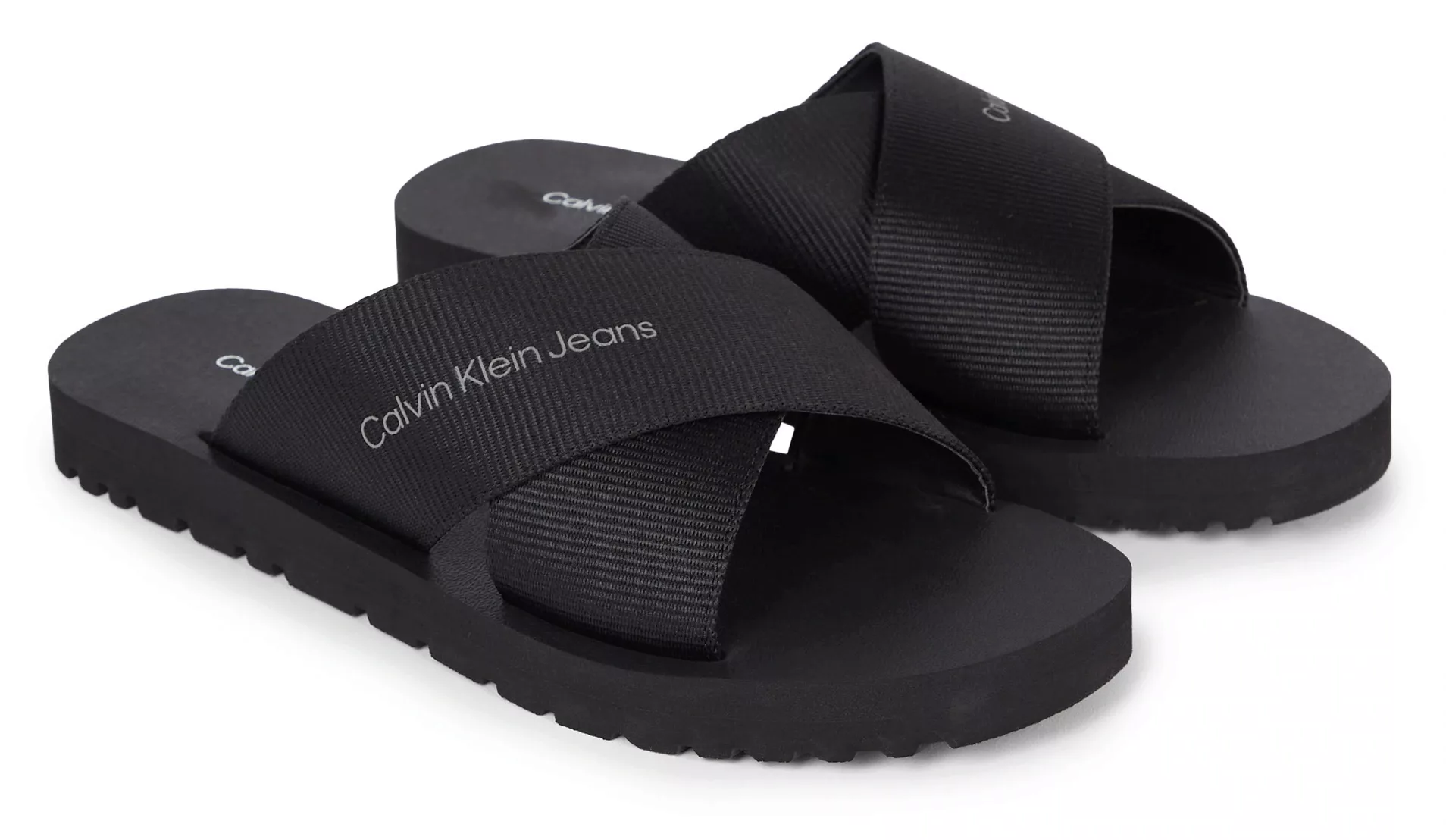 Calvin Klein Jeans Pantolette "CROSS SANDAL SLIPON RP IN BTW", Sommerschuh, günstig online kaufen