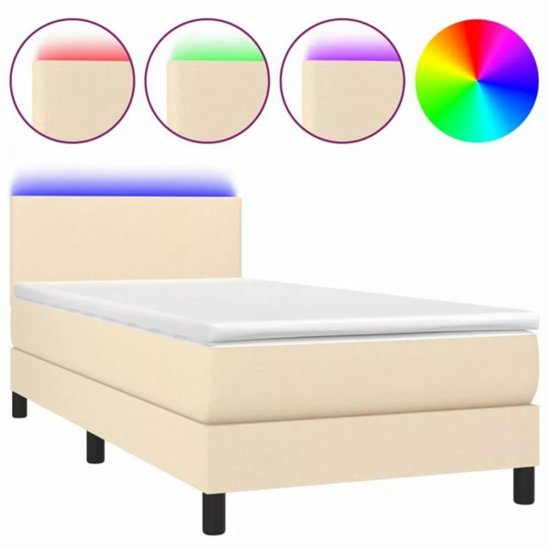 vidaXL Bettgestell Boxspringbett mit Matratze LED Creme 100x200 cm Stoff Be günstig online kaufen