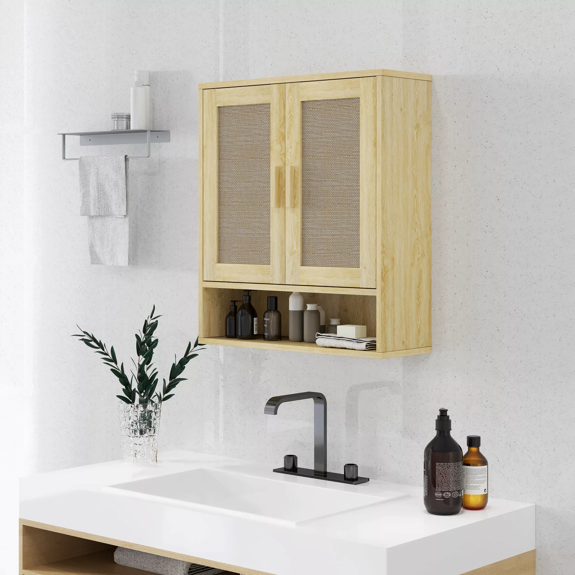 HOMCOM Wandmontage Badezimmerschrank, Hängeschrank WC mit verstellbarem Reg günstig online kaufen