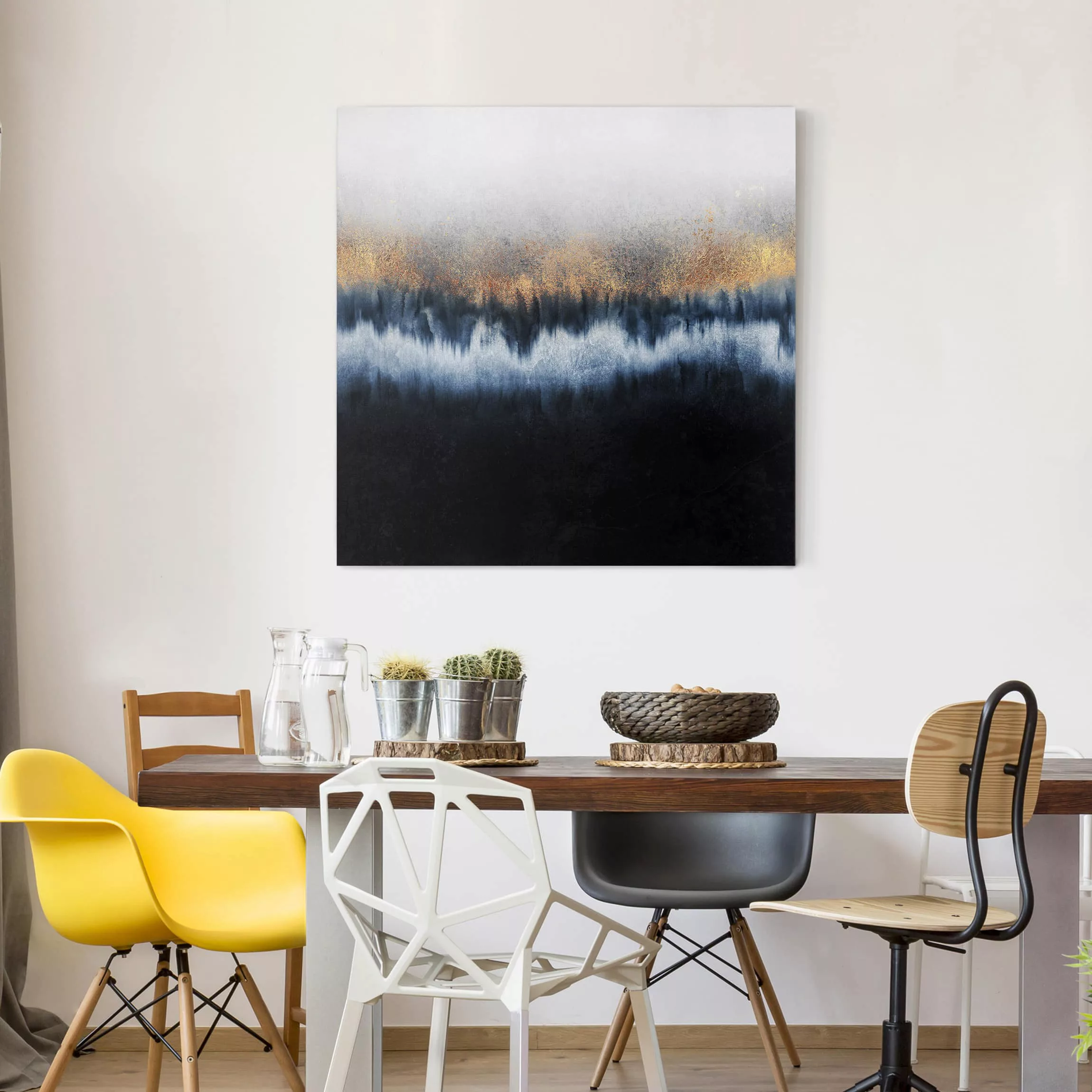 Leinwandbild Abstrakt - Quadrat Goldener Horizont günstig online kaufen
