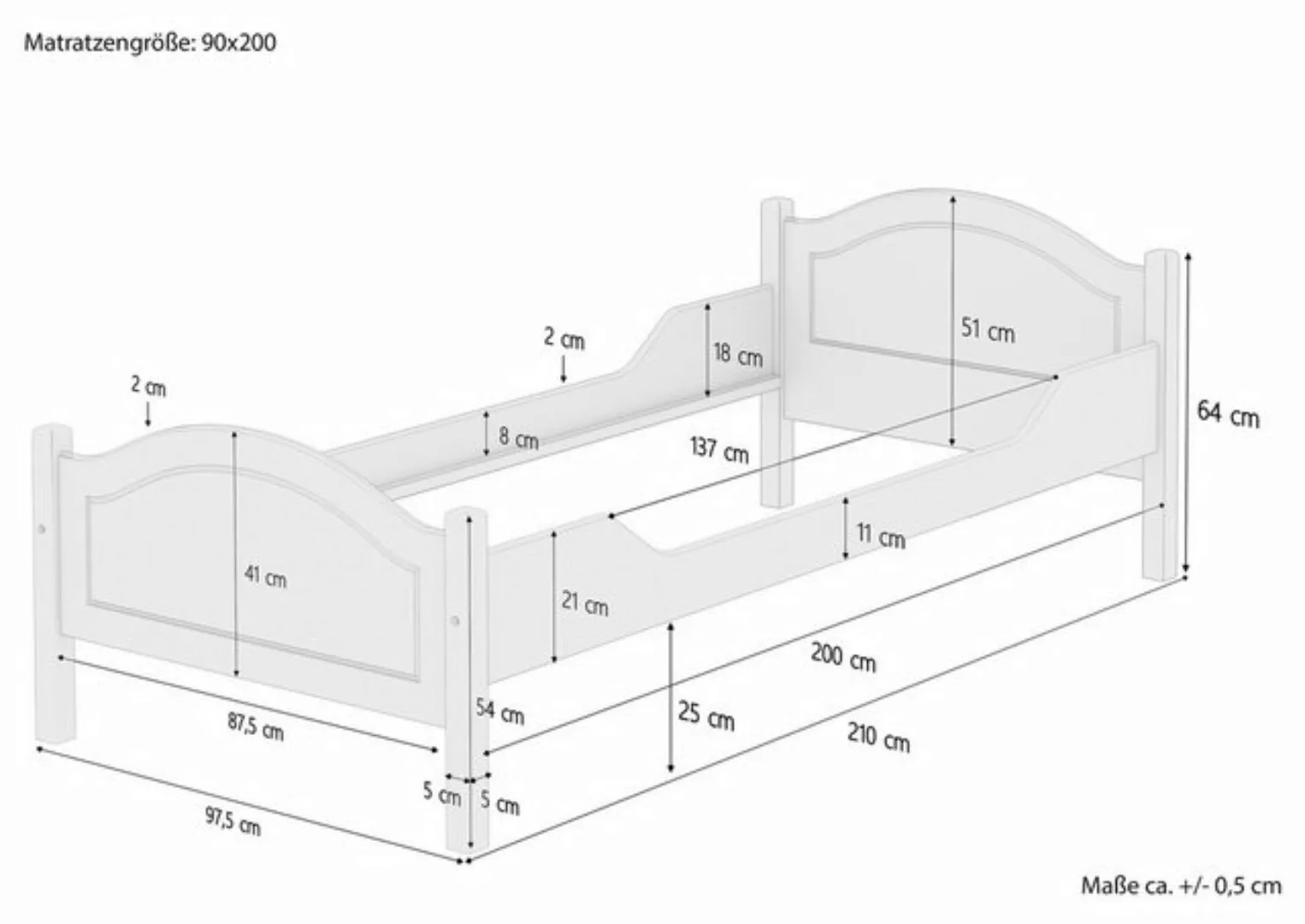 ERST-HOLZ Bett Einzelbett Holzbett 90x200 Kiefer massiv für Jugendliche o E günstig online kaufen