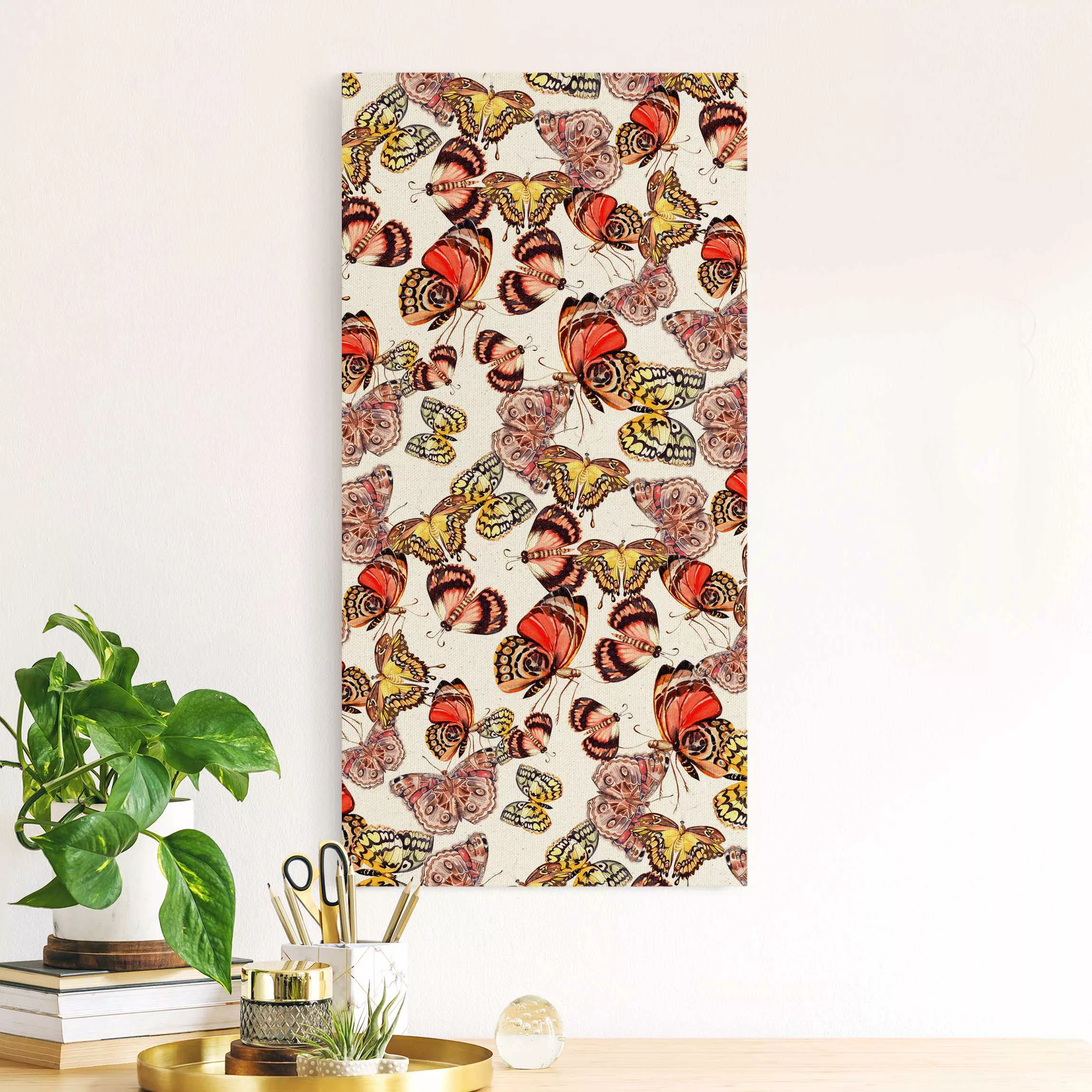 Leinwandbild auf Naturcanvas Schwarm von Schmetterlingen Pfauenauge günstig online kaufen
