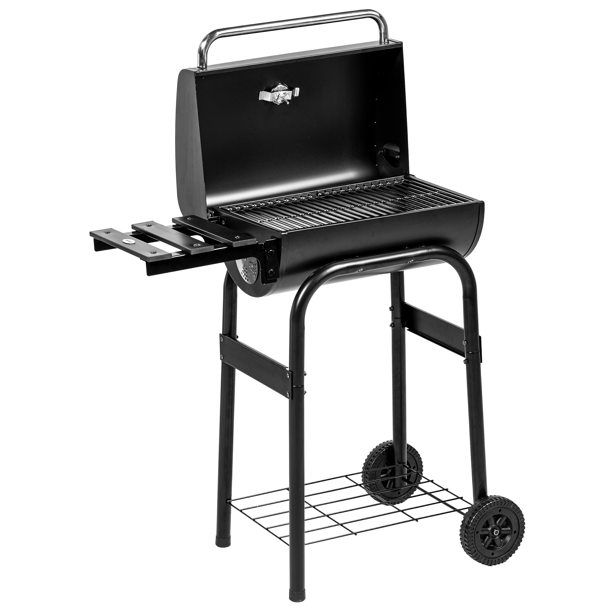 Outsunny Holzkohlegrill Grillwagen mit Deckel, Ablagen Campinggrill mit Räd günstig online kaufen