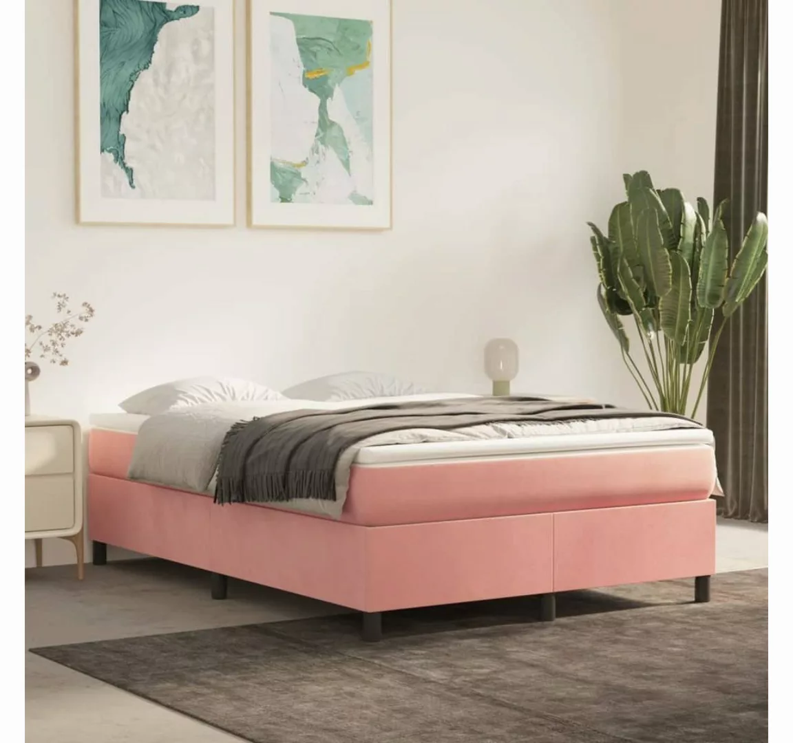 furnicato Bett Boxspringbett mit Matratze Rosa 140x190 cm Samt günstig online kaufen
