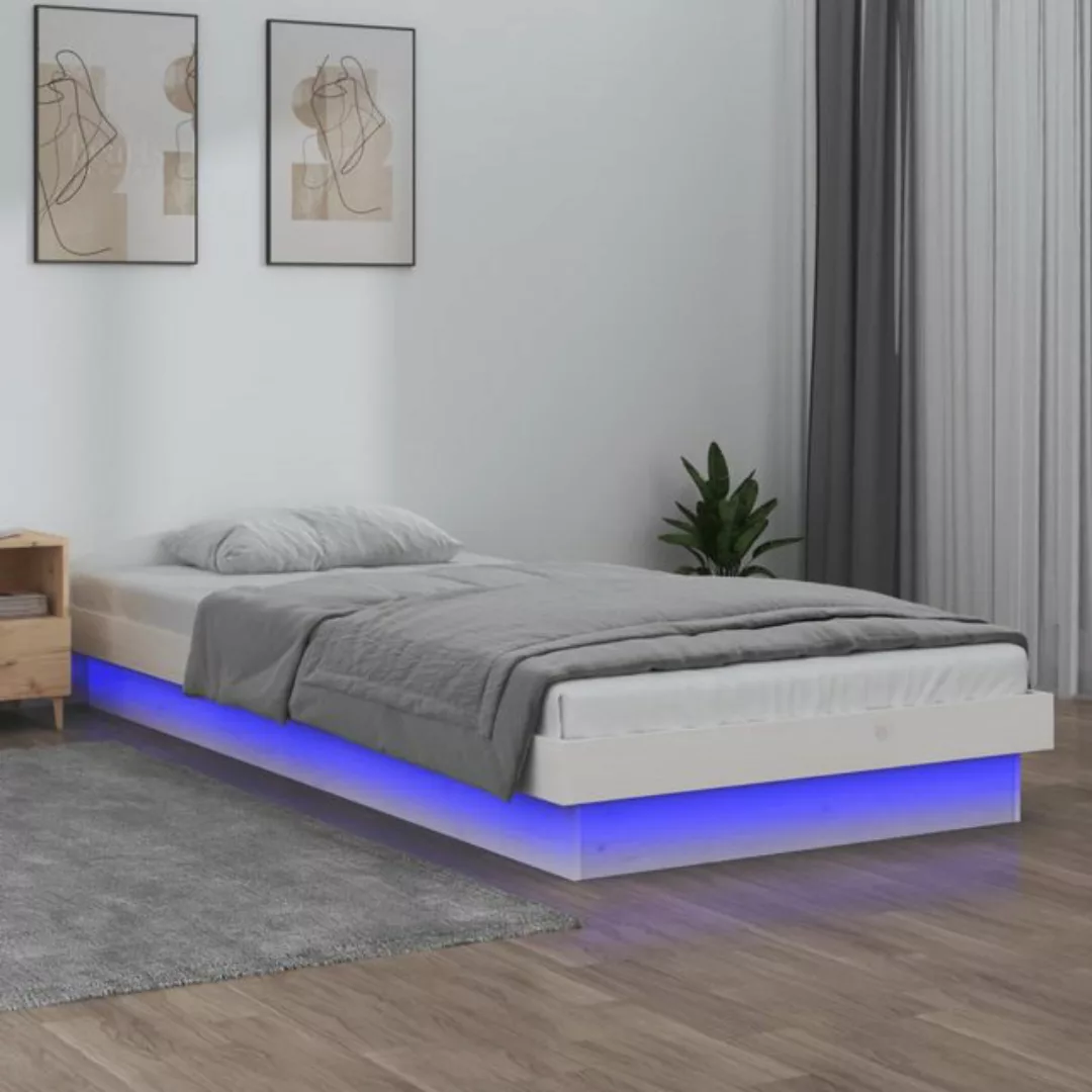 Vidaxl Massivholzbett Mit Leds Weiß 90x200 Cm günstig online kaufen