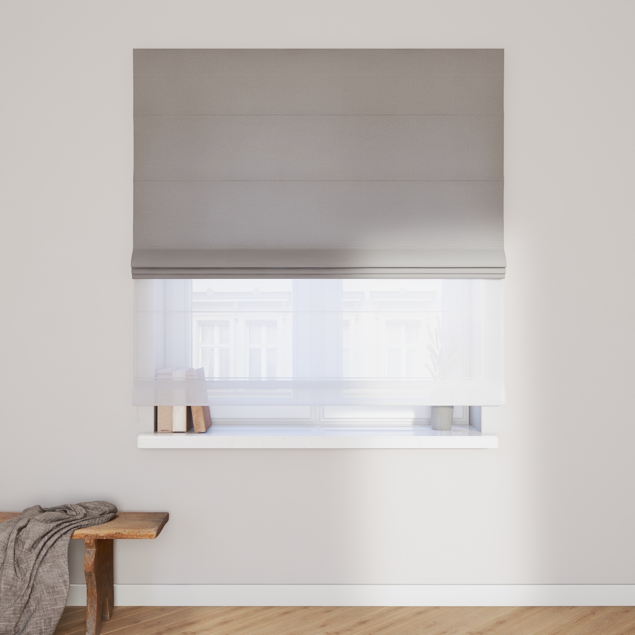 Dekoria Doppelraffrollo Duo, grau, 100 x 170 cm günstig online kaufen