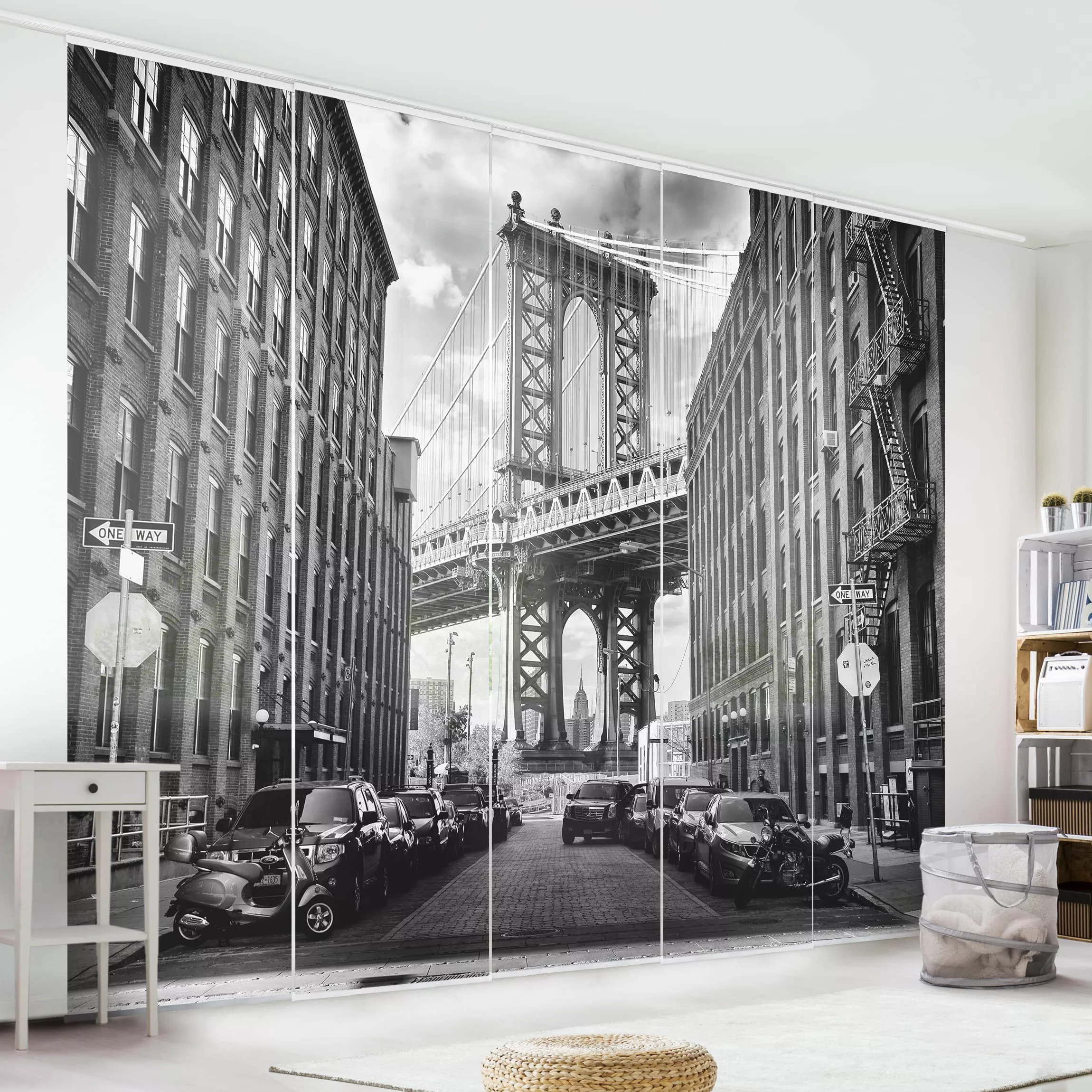 Schiebegardinen Set Architektur & Skyline Manhattan Bridge in America günstig online kaufen