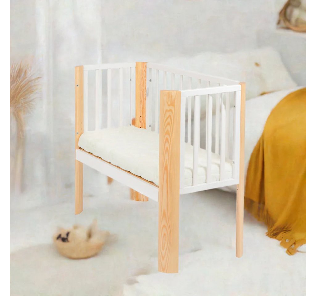 Babyhafen Beistellbett Baby Weiß, 40x90 Stubenbett Babybett Kinderbett Gurt günstig online kaufen