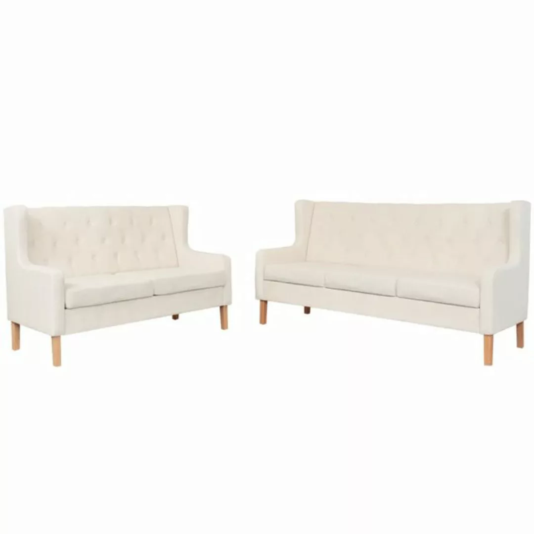 vidaXL Sofa Sofa-Set 2-tlg Stoff Cremeweiß günstig online kaufen