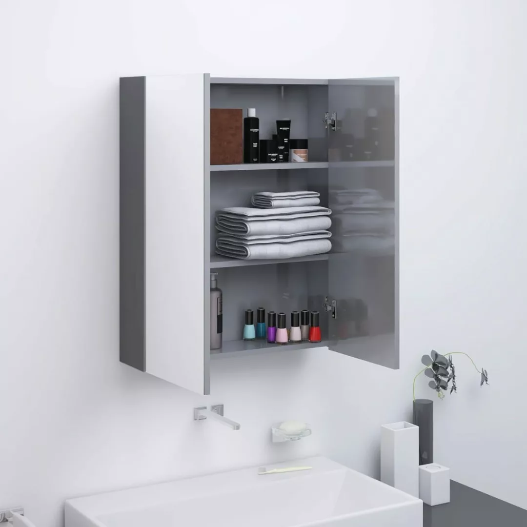 Bad-spiegelschrank 60x15x75 Cm Mdf Glenzendes Grau günstig online kaufen