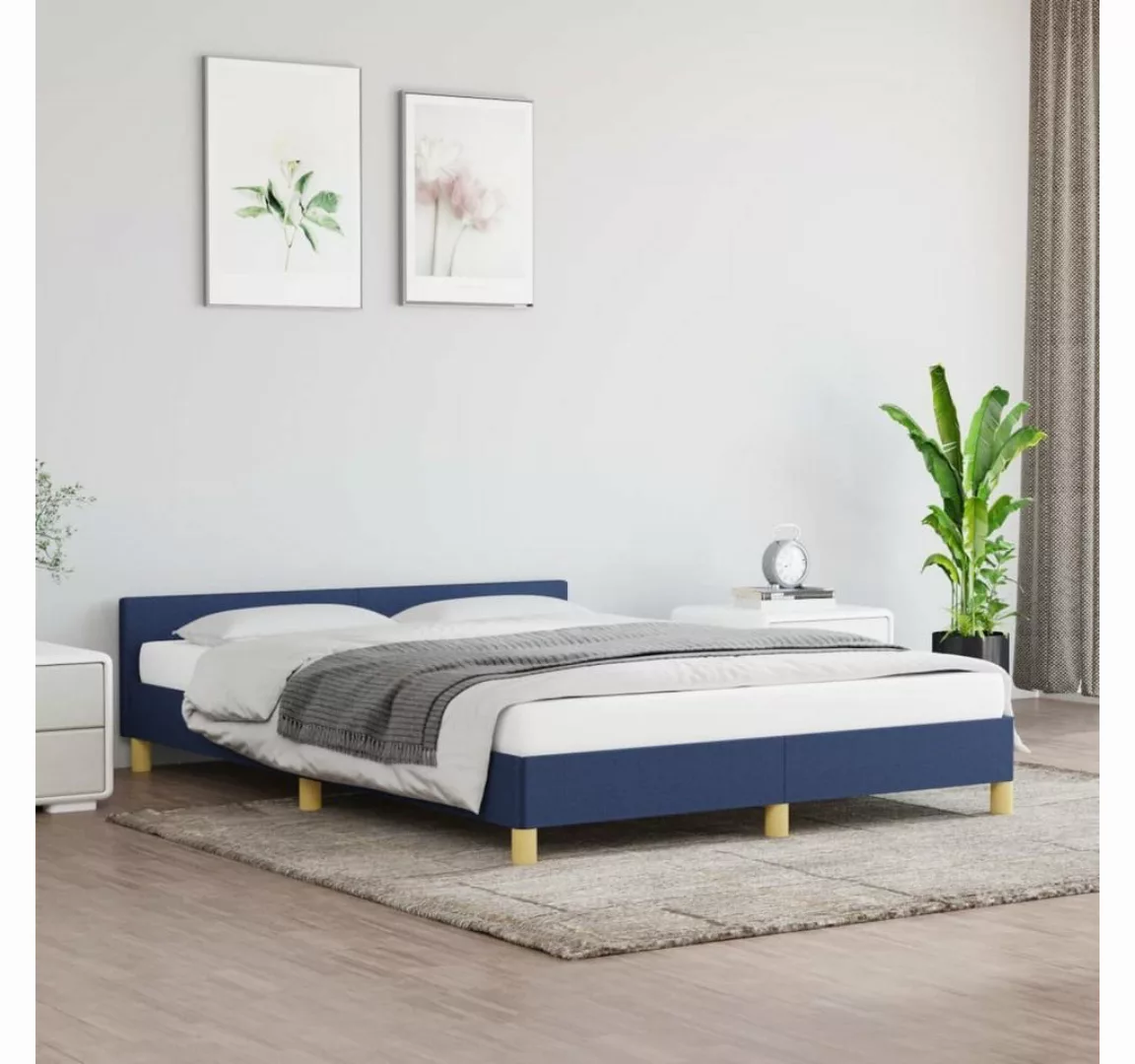 furnicato Bett Bettgestell mit Kopfteil Blau 140x200 cm Stoff günstig online kaufen