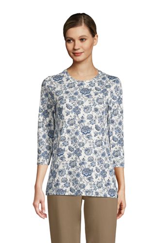Supima-Shirt mit 3/4-Ärmeln, Damen, Größe: XS Normal, Elfenbein, Baumwolle, günstig online kaufen