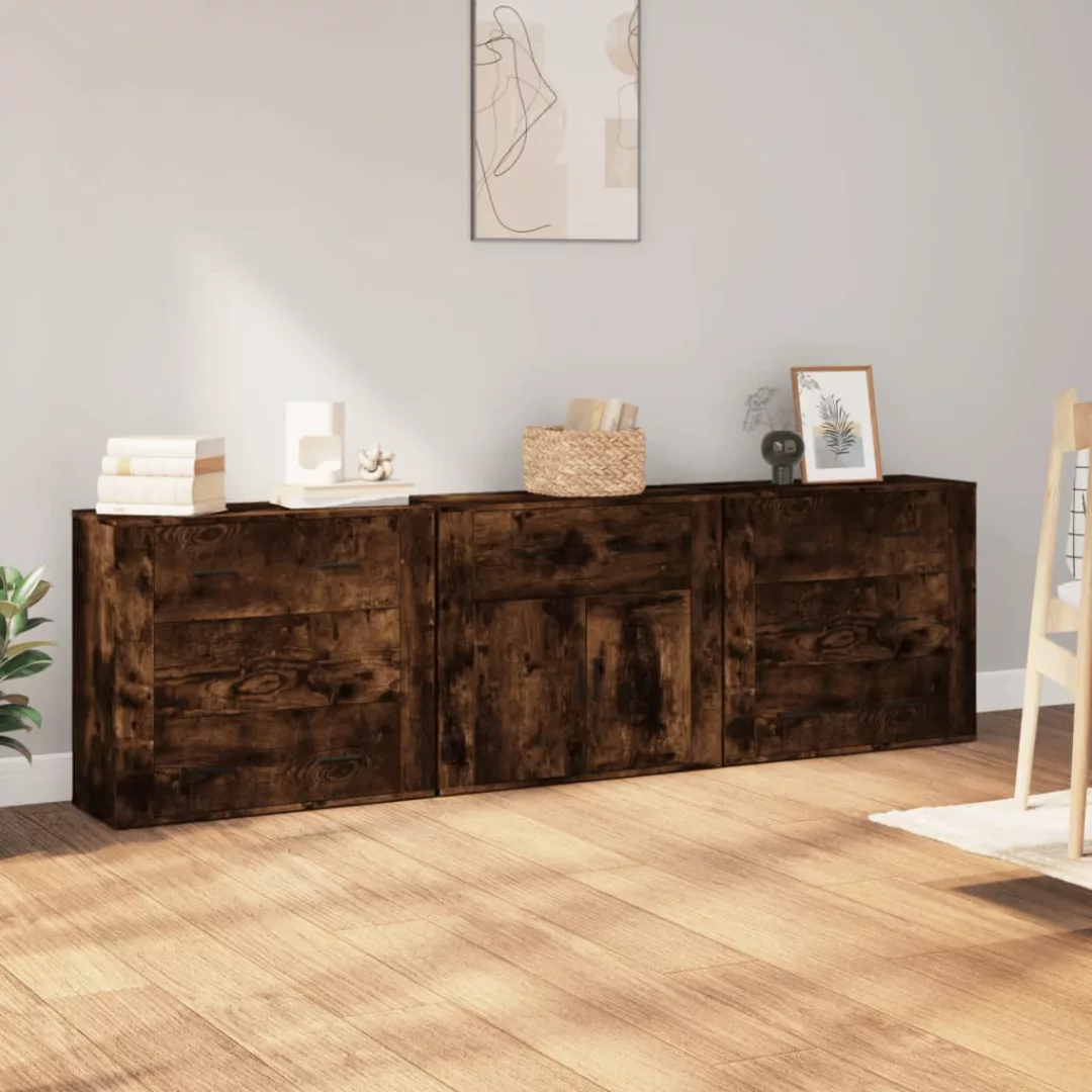 Vidaxl Sideboards 3 Stk. Räuchereiche Holzwerkstoff günstig online kaufen