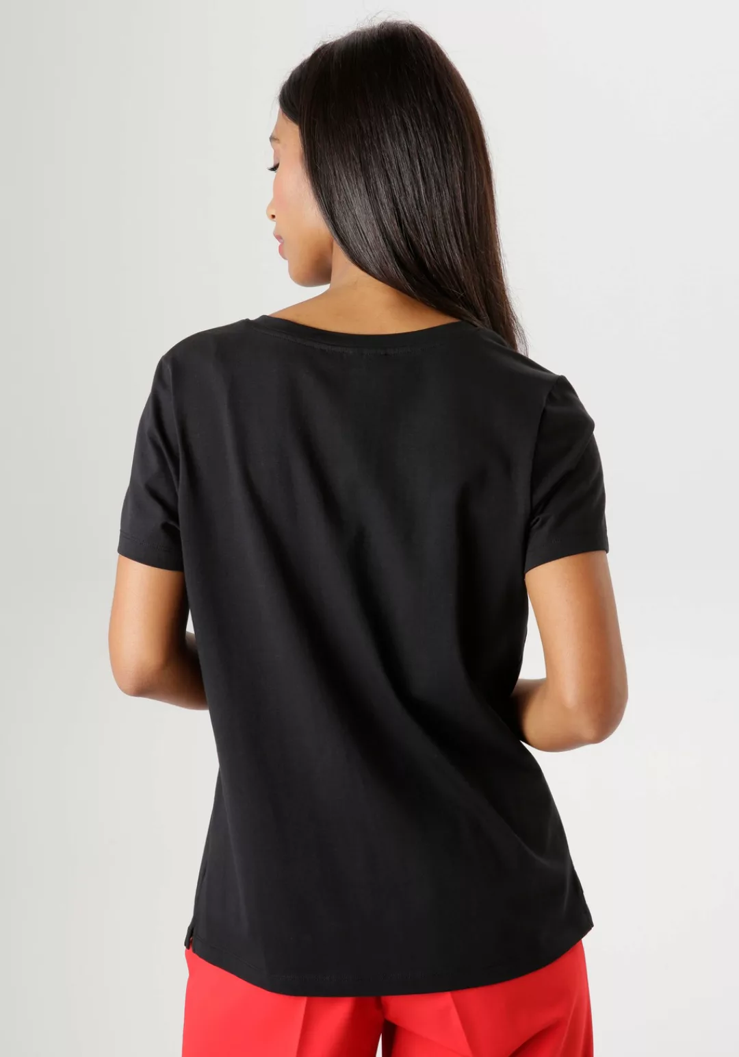 Aniston SELECTED T-Shirt, mit Herzdruck, Animal-Print und Glitzerdetails - günstig online kaufen