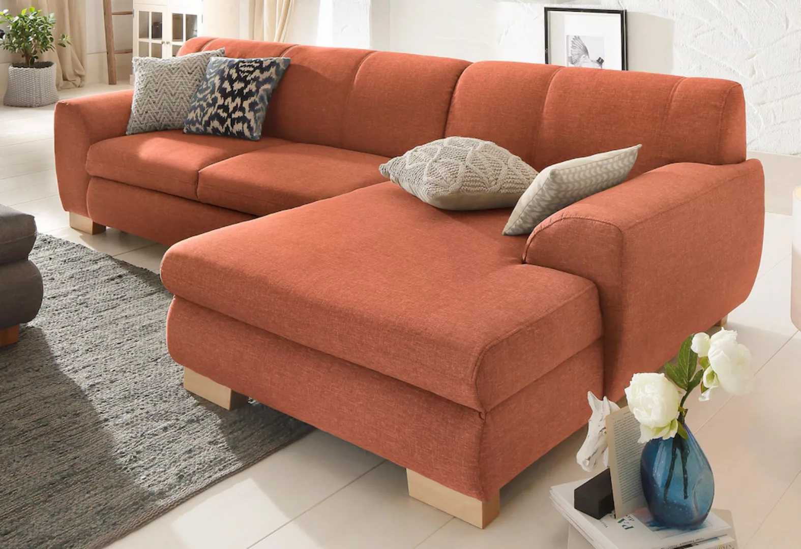 Home affaire Ecksofa Nika L-Form, Polsterecke, Struktur fein oder Melrose/S günstig online kaufen