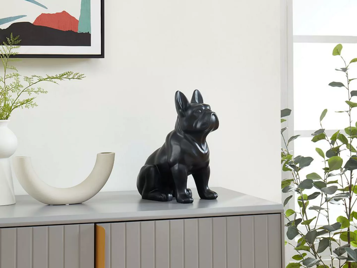Bulldogge-Skulptur - 27 x 16 x 32 cm - Kunstharz - Schwarz matt - DOGGO günstig online kaufen