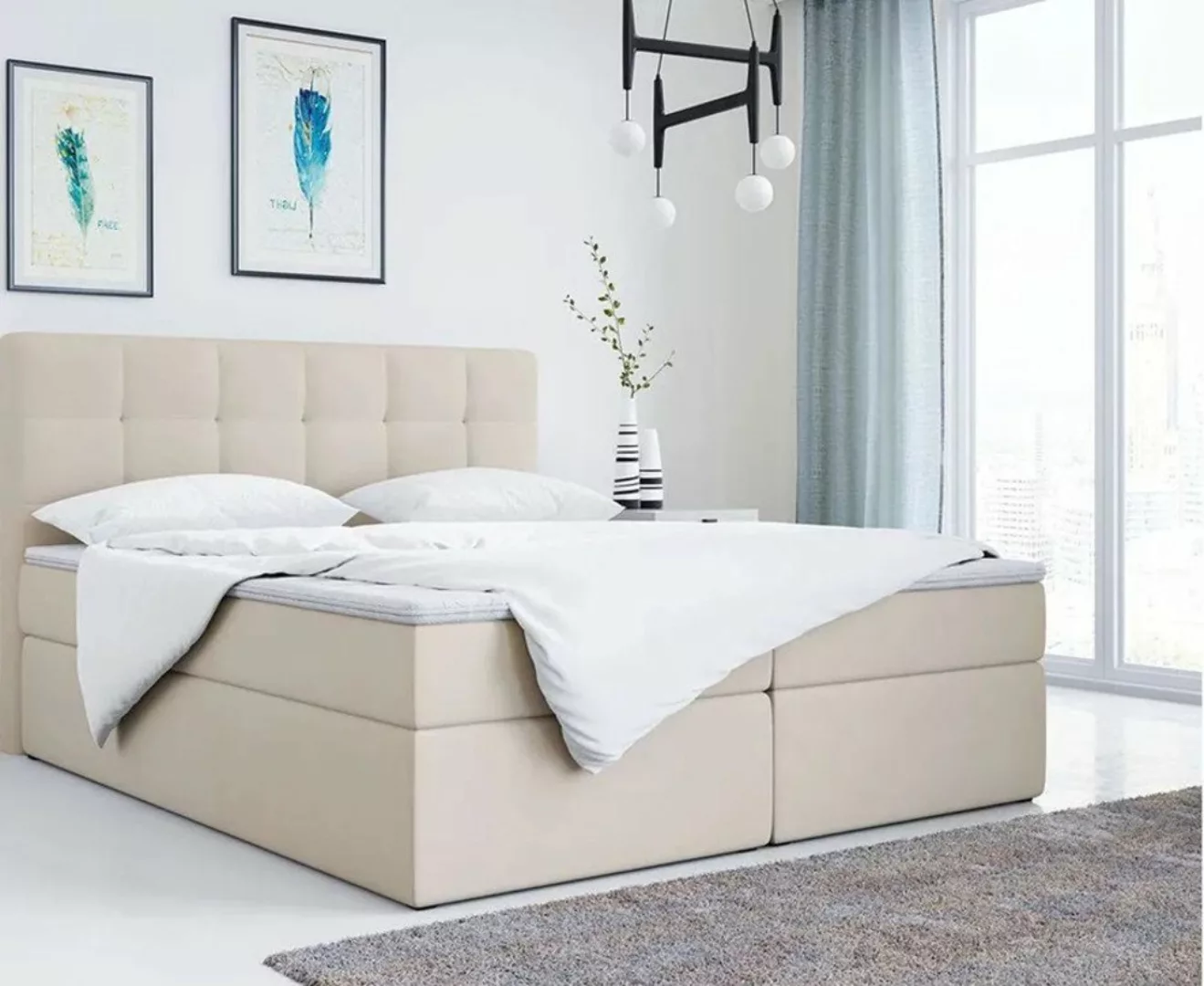 DB-Möbel Boxspringbett Doppelbett Polsterbett Kunstlederbett mit Bettkasten günstig online kaufen