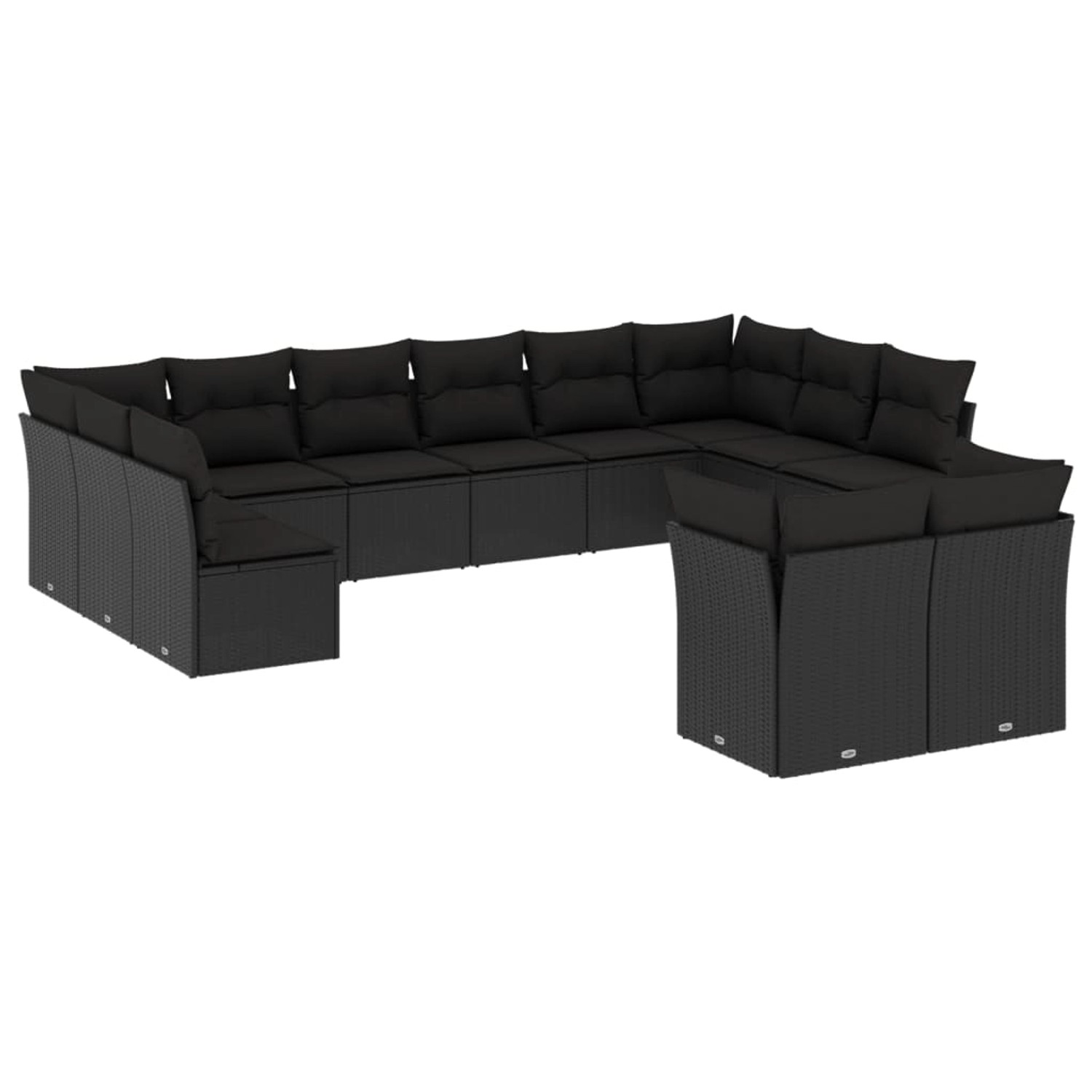 vidaXL 12-tlg Garten-Sofagarnitur mit Kissen Schwarz Poly Rattan Modell 33 günstig online kaufen