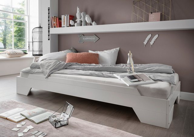 Main Möbel Stapelbett Bett 90x200cm 'Pisa' Buche massiv weiß lackiert günstig online kaufen