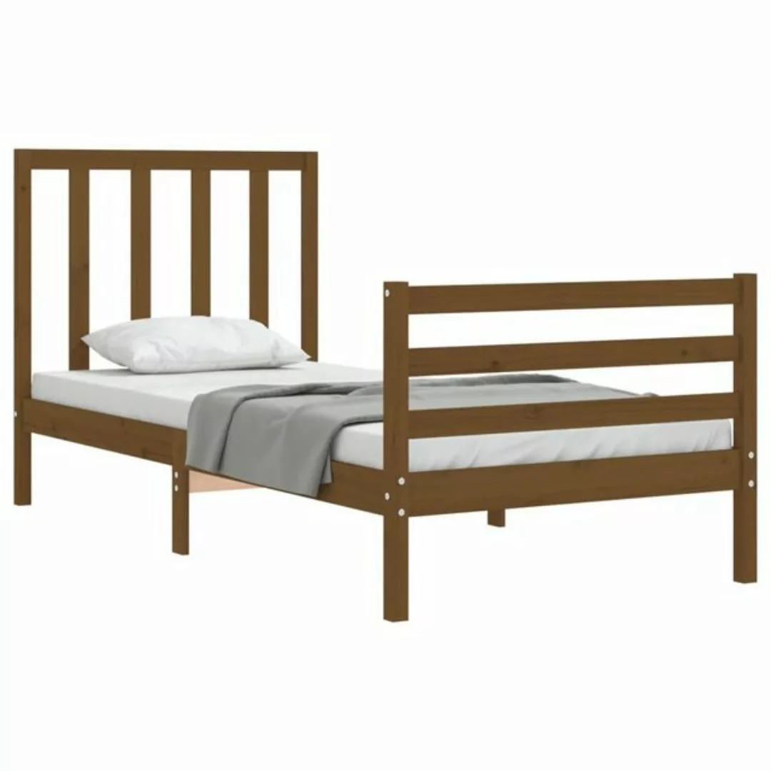 vidaXL Bett Massivholzbett mit Kopfteil Honigbraun 90x200 cm günstig online kaufen