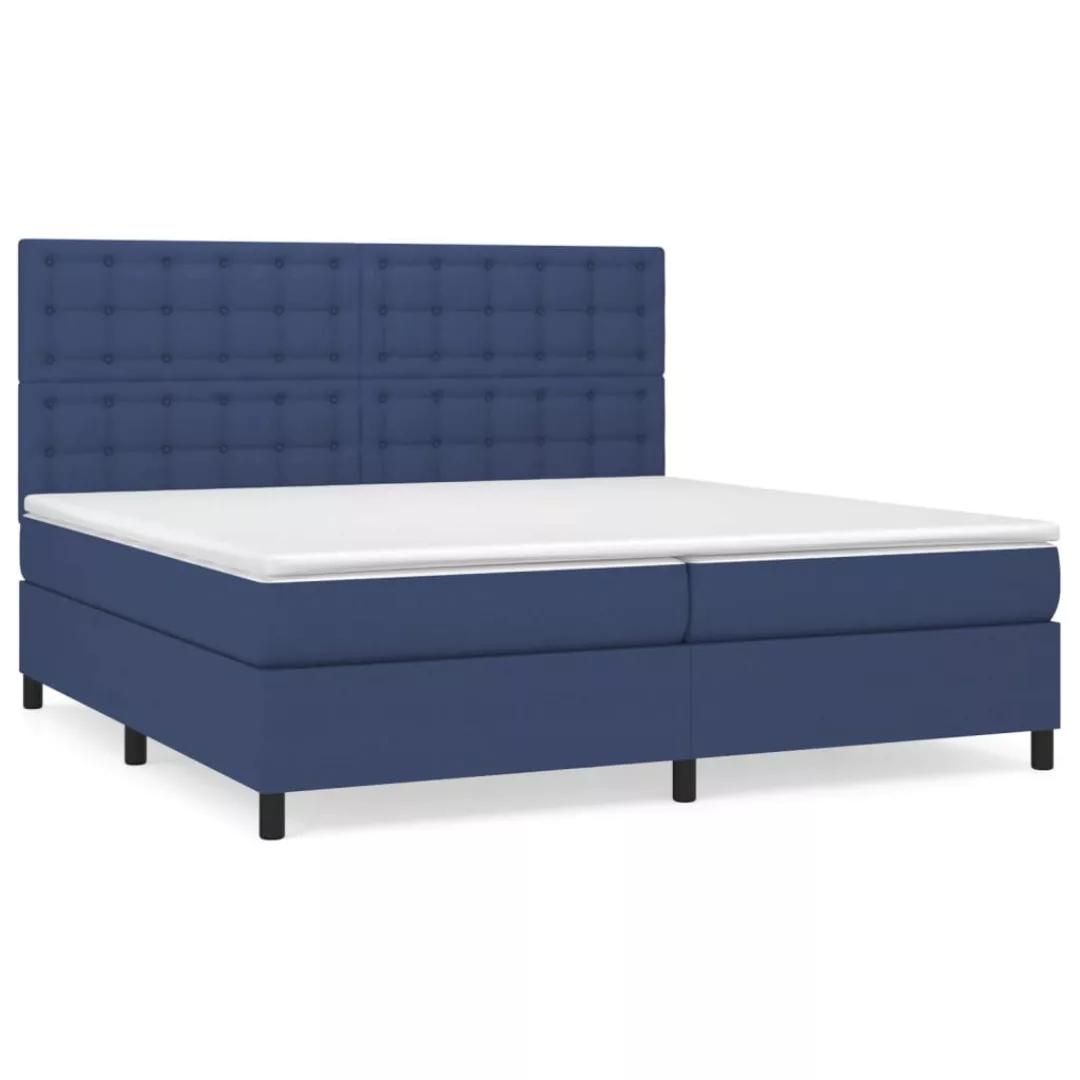 Vidaxl Boxspringbett Mit Matratze Blau 200x200 Cm Stoff günstig online kaufen