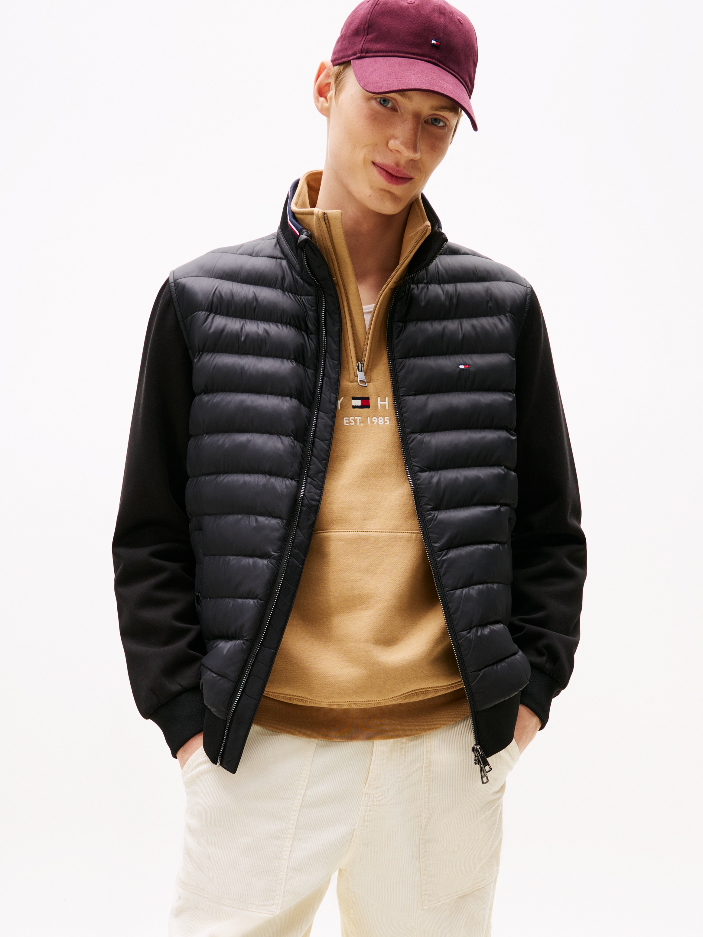 Tommy Hilfiger Steppjacke "MIX MEDIA mit Stehkragen", unifarben, casual, re günstig online kaufen
