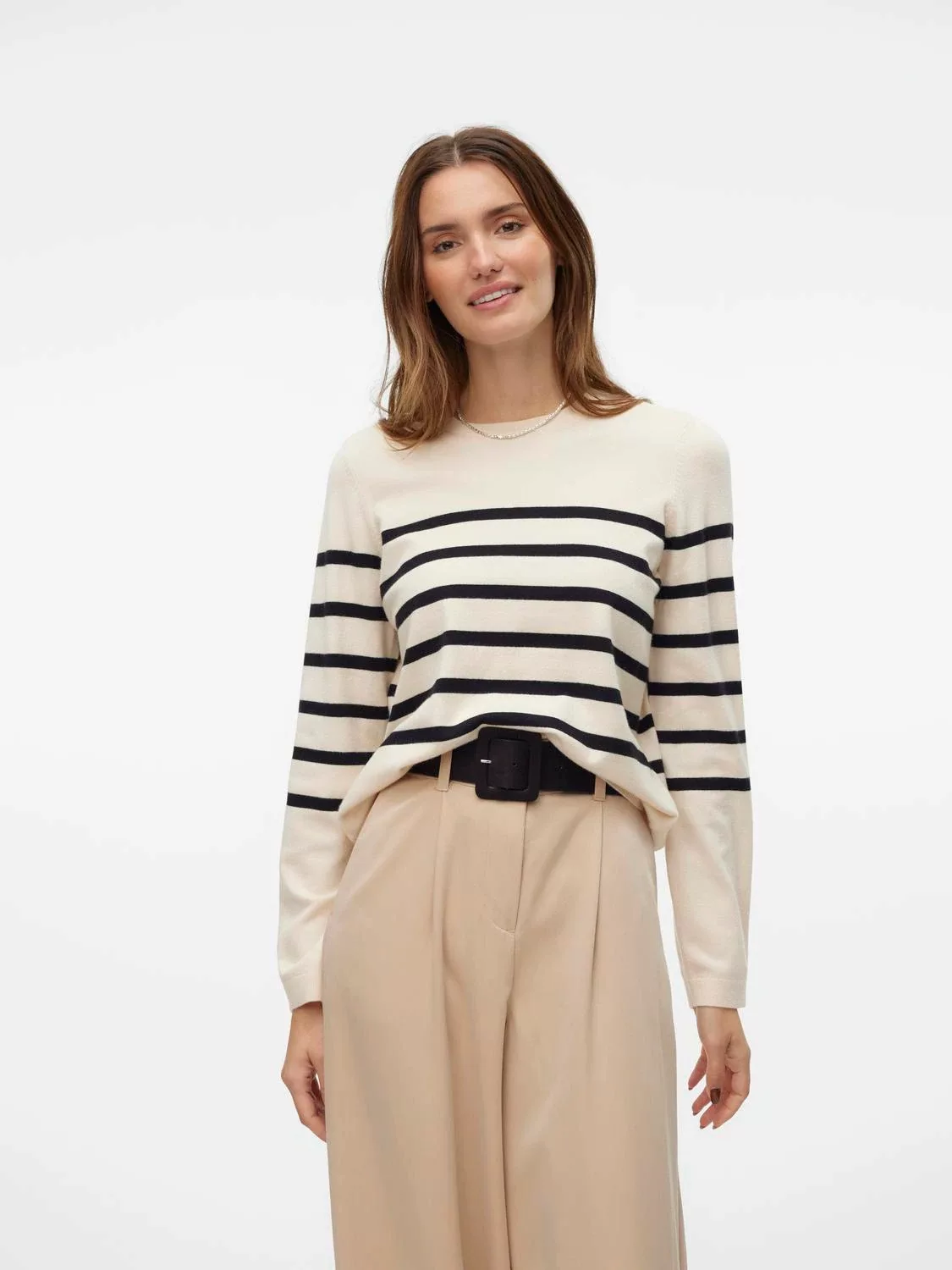 Vero Moda Rundhalspullover "VMSABA PLAIN LS O-NECK PULLOVER GA NOOS" günstig online kaufen