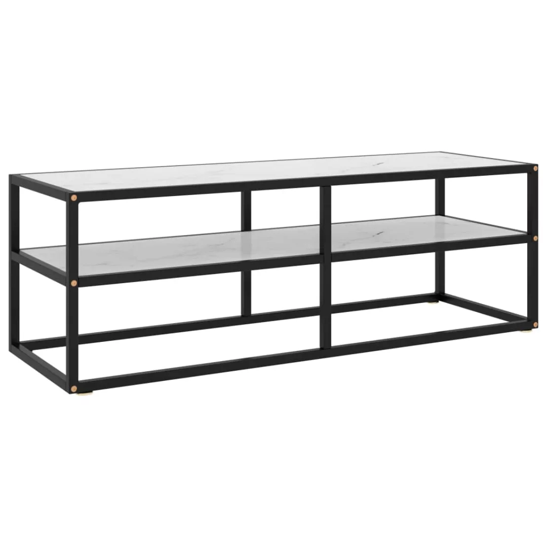 Tv-schrank Schwarz Mit Weißer Marmor-optik Glas 120x40x40 Cm günstig online kaufen