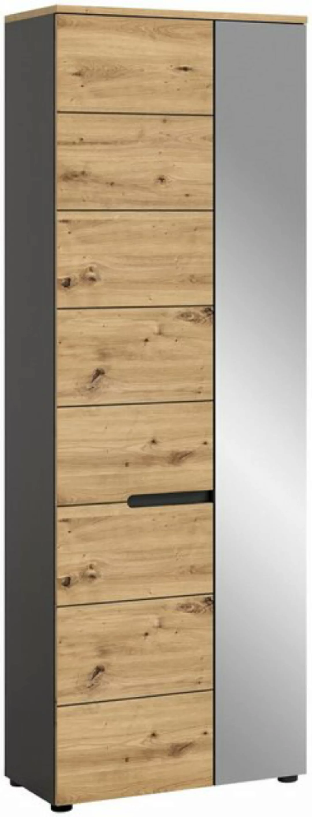 freiraum Garderobenschrank Canu in Basalt Grau / Artisan - 65x190x37cm (BxH günstig online kaufen