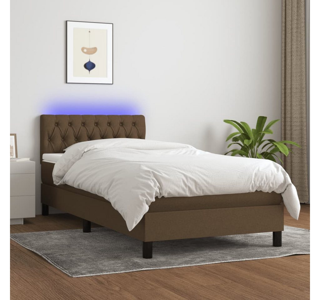 vidaXL Boxspringbett Boxspringbett mit Matratze LED Dunkelbraun 100x200 cm günstig online kaufen