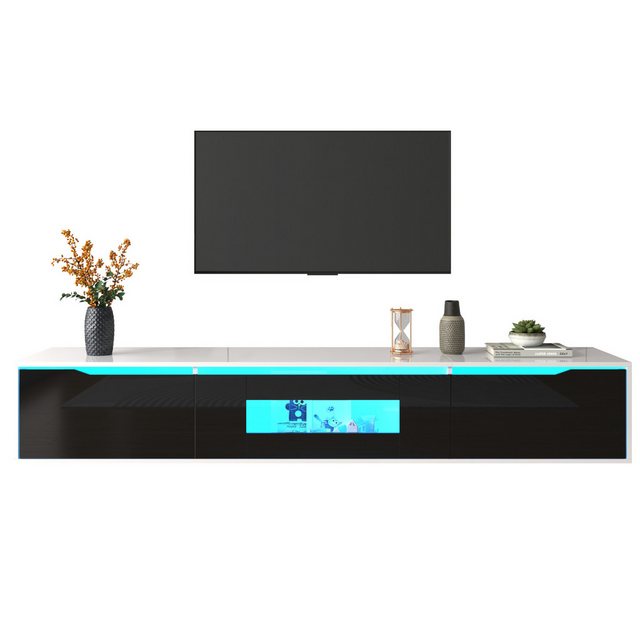 KoDise TV-Schrank 180x35x30cm Hochglanz-Lowboard Fernsehschrank mit LED-Bel günstig online kaufen