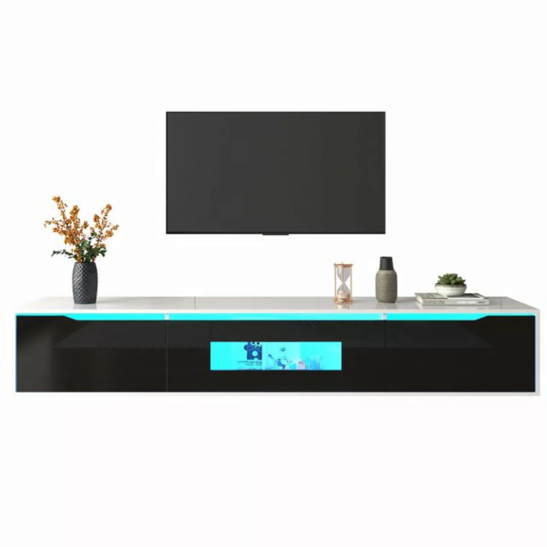 KoDise TV-Schrank 180x35x30cm Hochglanz-Lowboard Fernsehschrank mit LED-Bel günstig online kaufen