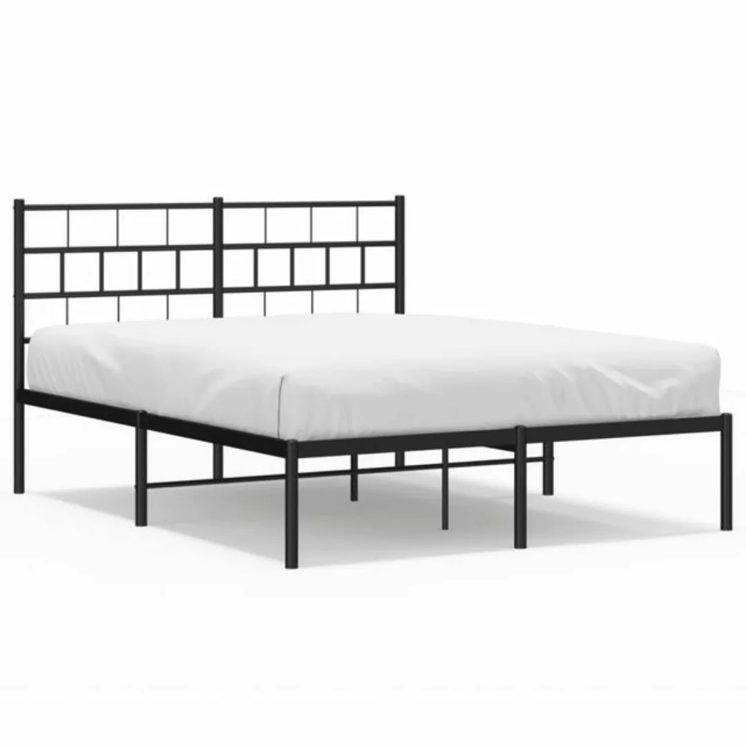 vidaXL Bettgestell Bettrahmen mit Kopfteil Metall Schwarz 120x190 cm Bett B günstig online kaufen