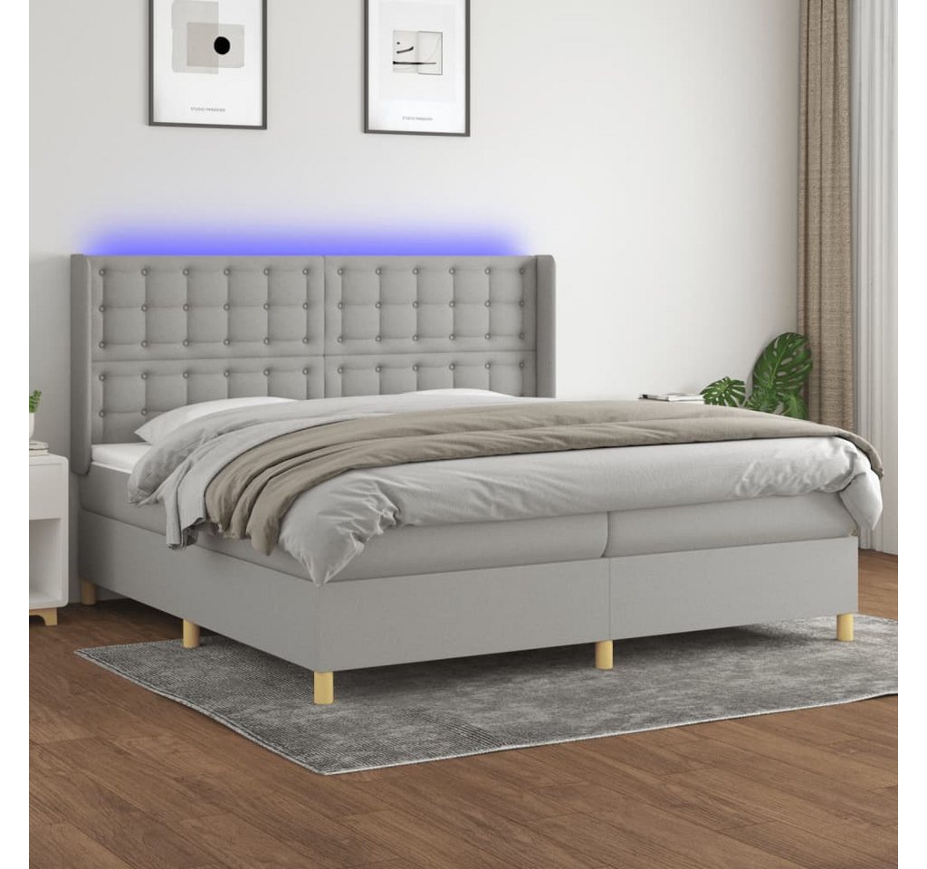 vidaXL Boxspringbett Boxspringbett mit Matratze LED Hellgrau 200x200 cm Sto günstig online kaufen