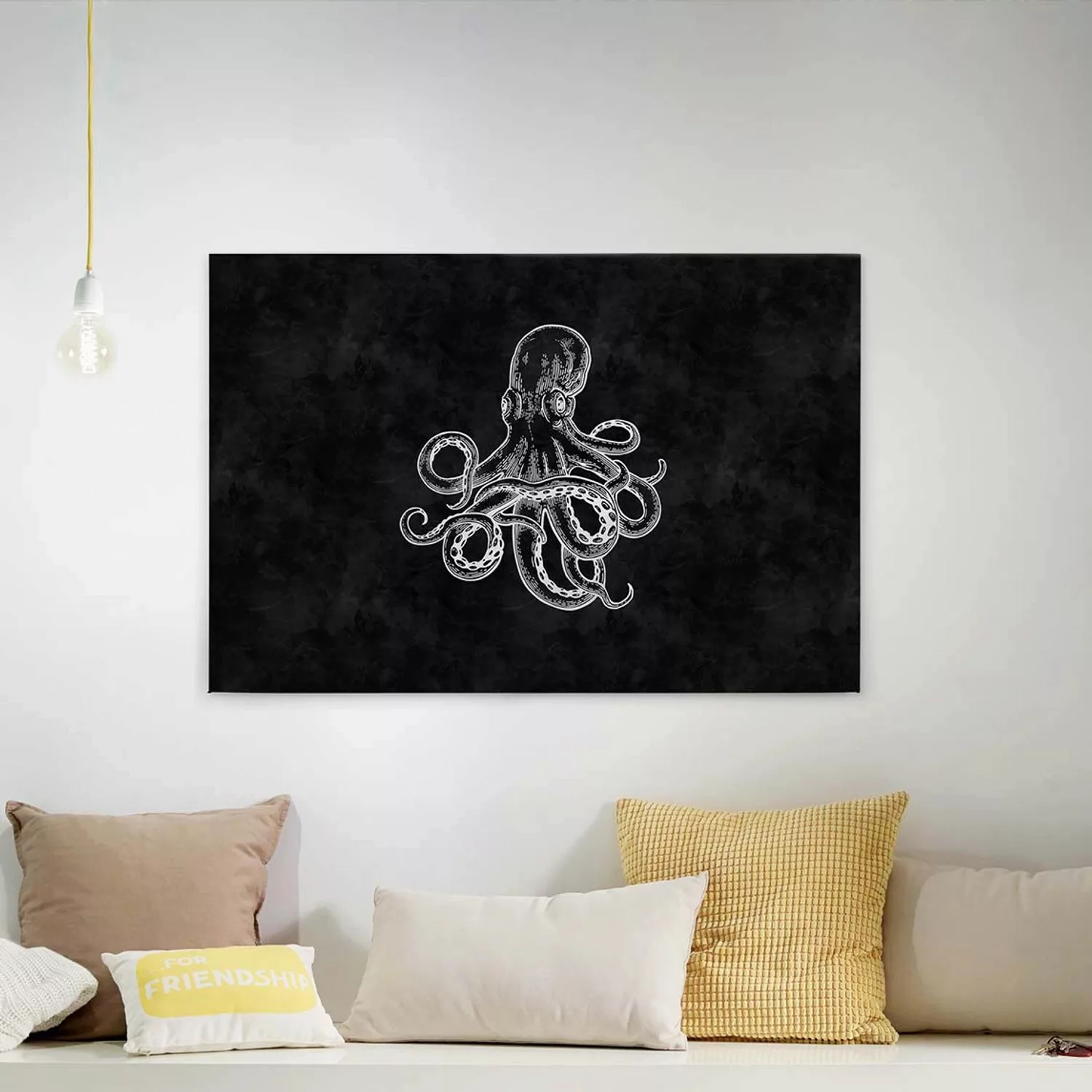 A.S. Création Leinwandbild "blackboard 4", (1 St.), Schwarz-Weiß Octopus Ke günstig online kaufen