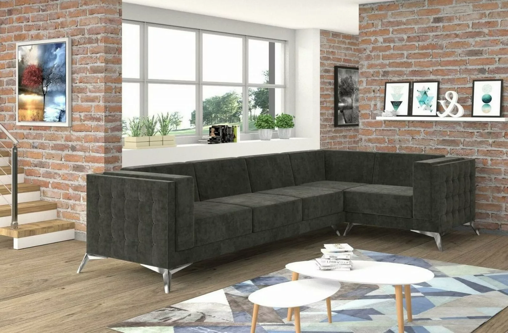JVmoebel Ecksofa, Ecksofa Chesterfield Sofa Polstergarnitur Couch Wohnlands günstig online kaufen