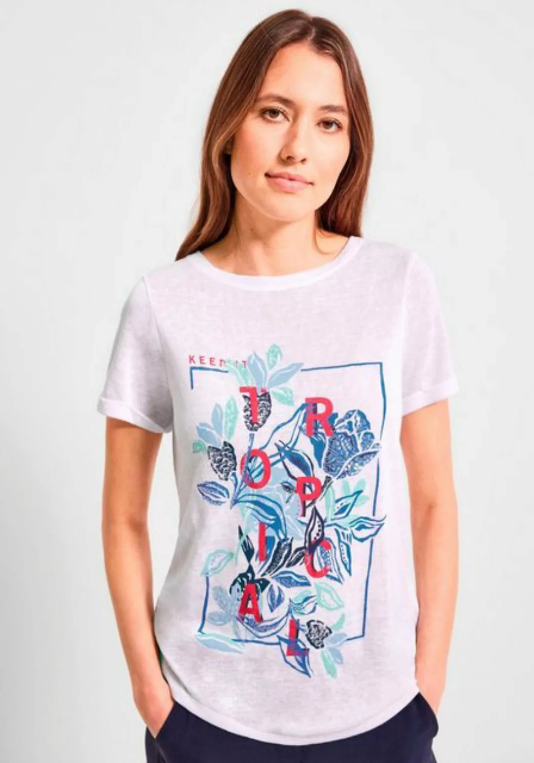 Cecil T-Shirt LINENLOOK_Shape print mit klassischem Rundhalsausschnitt günstig online kaufen