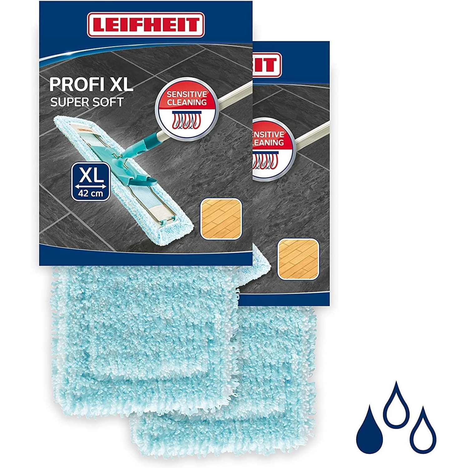 Leifheit 2er Set Wischbezug Profi XL 42cm Bezug Parkett & Holzböden günstig online kaufen