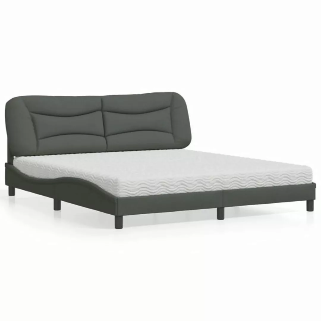 vidaXL Bett Bett mit Matratze Dunkelgrau 180x200 cm Stoff günstig online kaufen