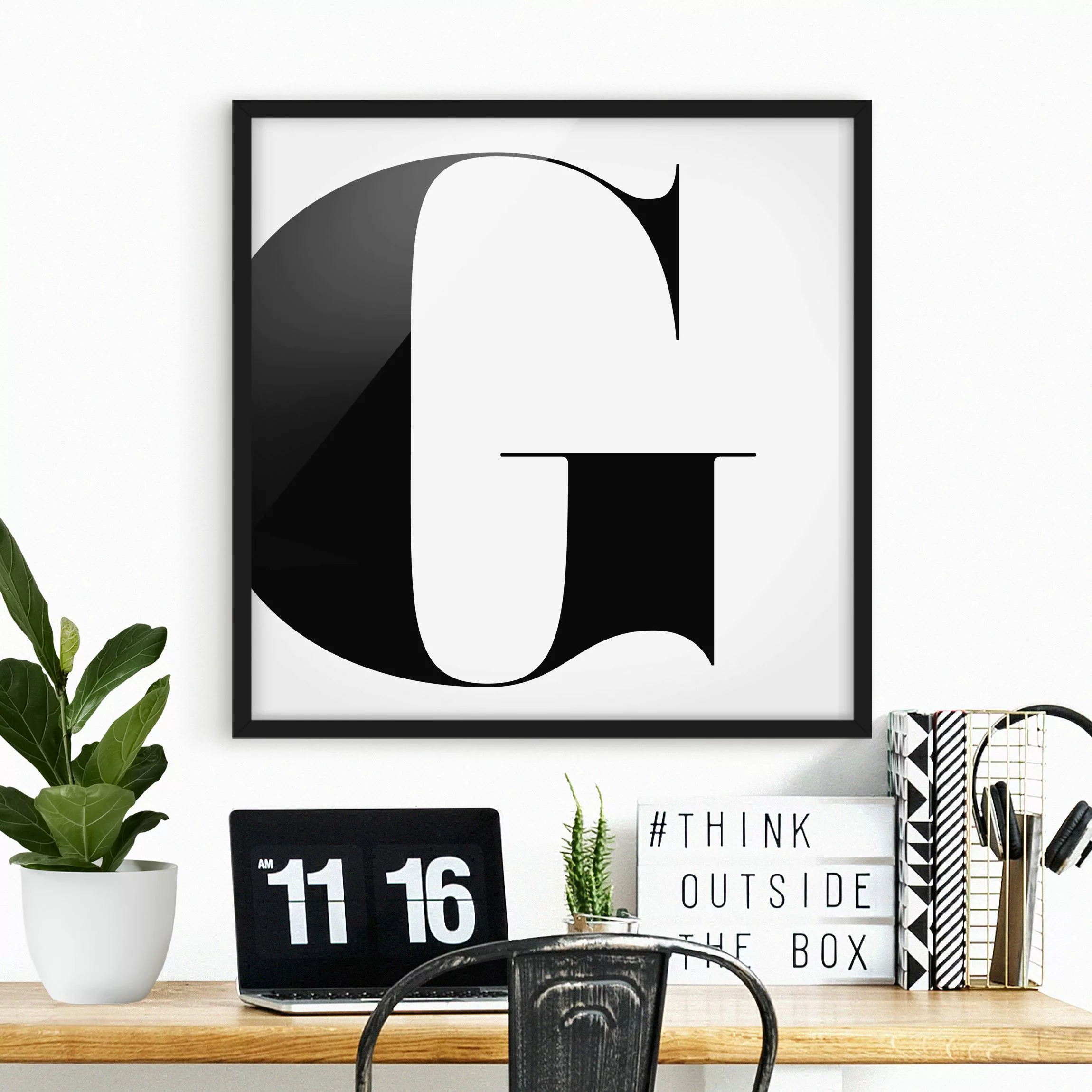 Bild mit Rahmen Spruch - Quadrat Antiqua Letter G günstig online kaufen