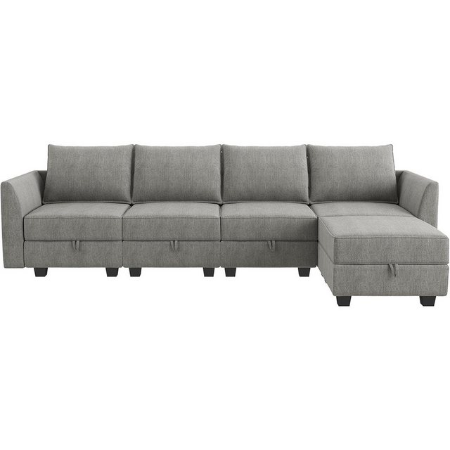 Sinaopus Ecksofa L-förmiges Sofa mit Bettfunktion, 4-Sitzer, Ottomane links günstig online kaufen