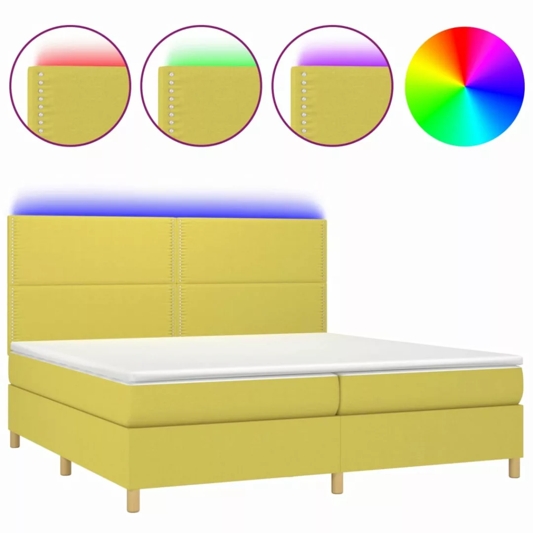 Vidaxl Boxspringbett Mit Matratze & Led Grün 200x200 Cm Stoff günstig online kaufen