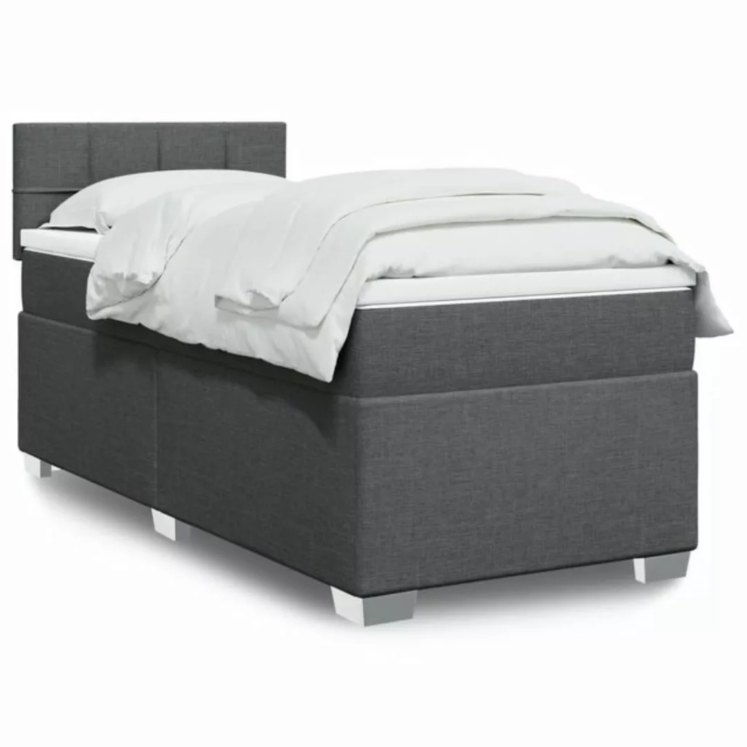 vidaXL Boxspringbett, Boxspringbett mit Matratze Dunkelgrau 90x190 cm Stoff günstig online kaufen