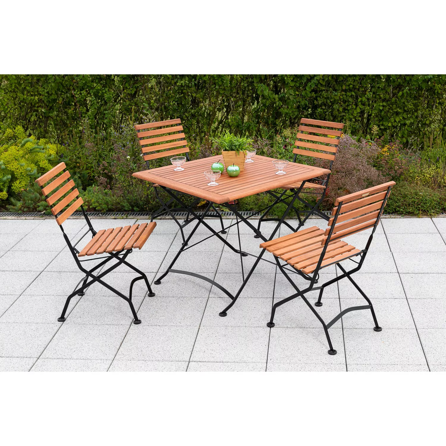 MERXX Garten-Essgruppe "Schloßgarten", (5 tlg.), 4 Klappsessel, Tisch günstig online kaufen