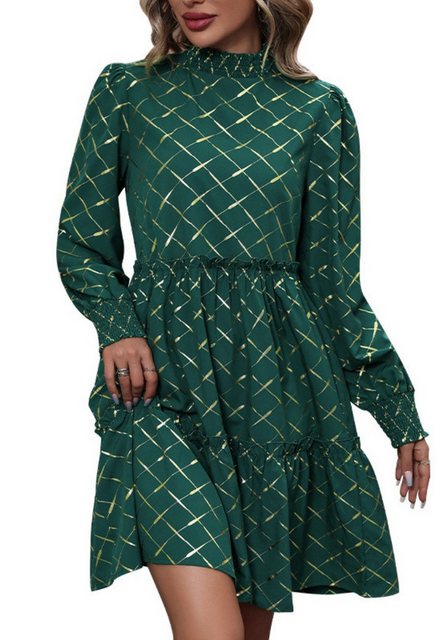 LOVGCCN Druckkleid Langärmliges, tailliertes, lockeres Kleid (Rüschenkleid günstig online kaufen