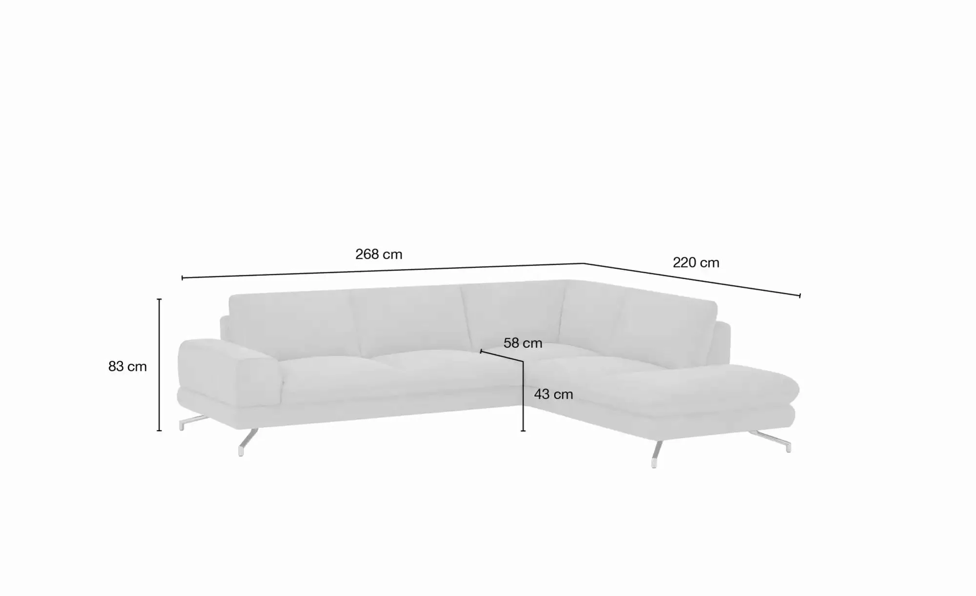 smart Ecksofa  Bonika ¦ grau ¦ Maße (cm): B: 268 H: 83 T: 220 Polstermöbel günstig online kaufen