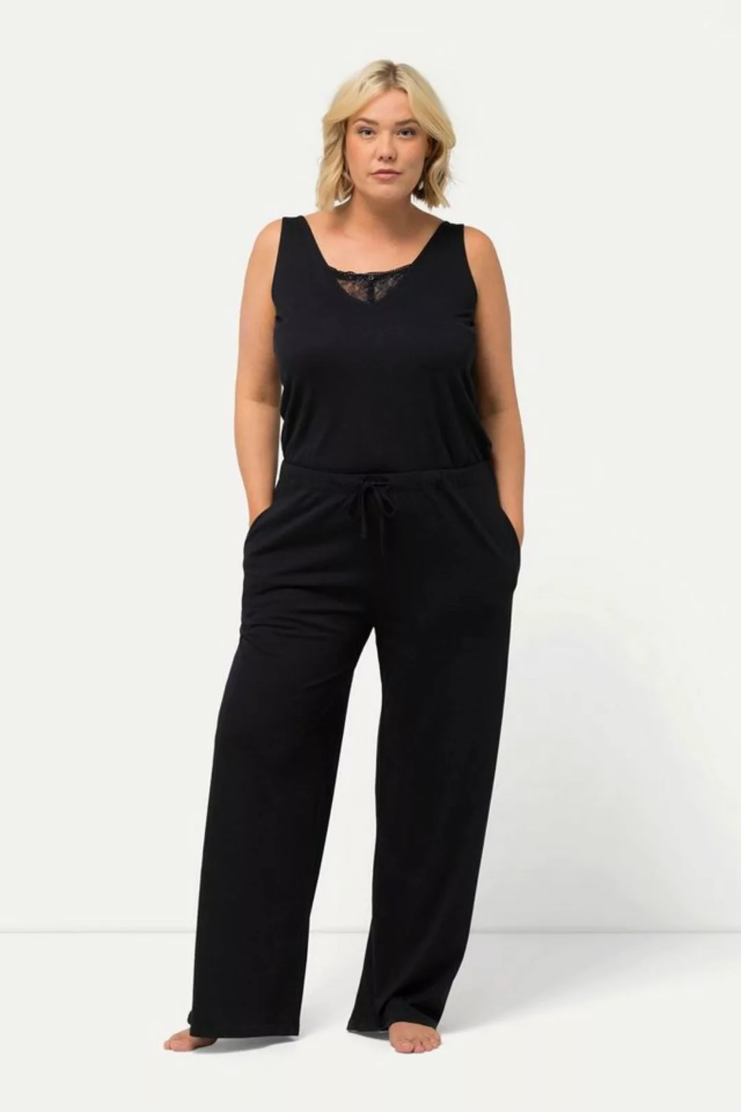 Ulla Popken Overall Jumpsuit Spitze V-Ausschnitt ärmellos günstig online kaufen